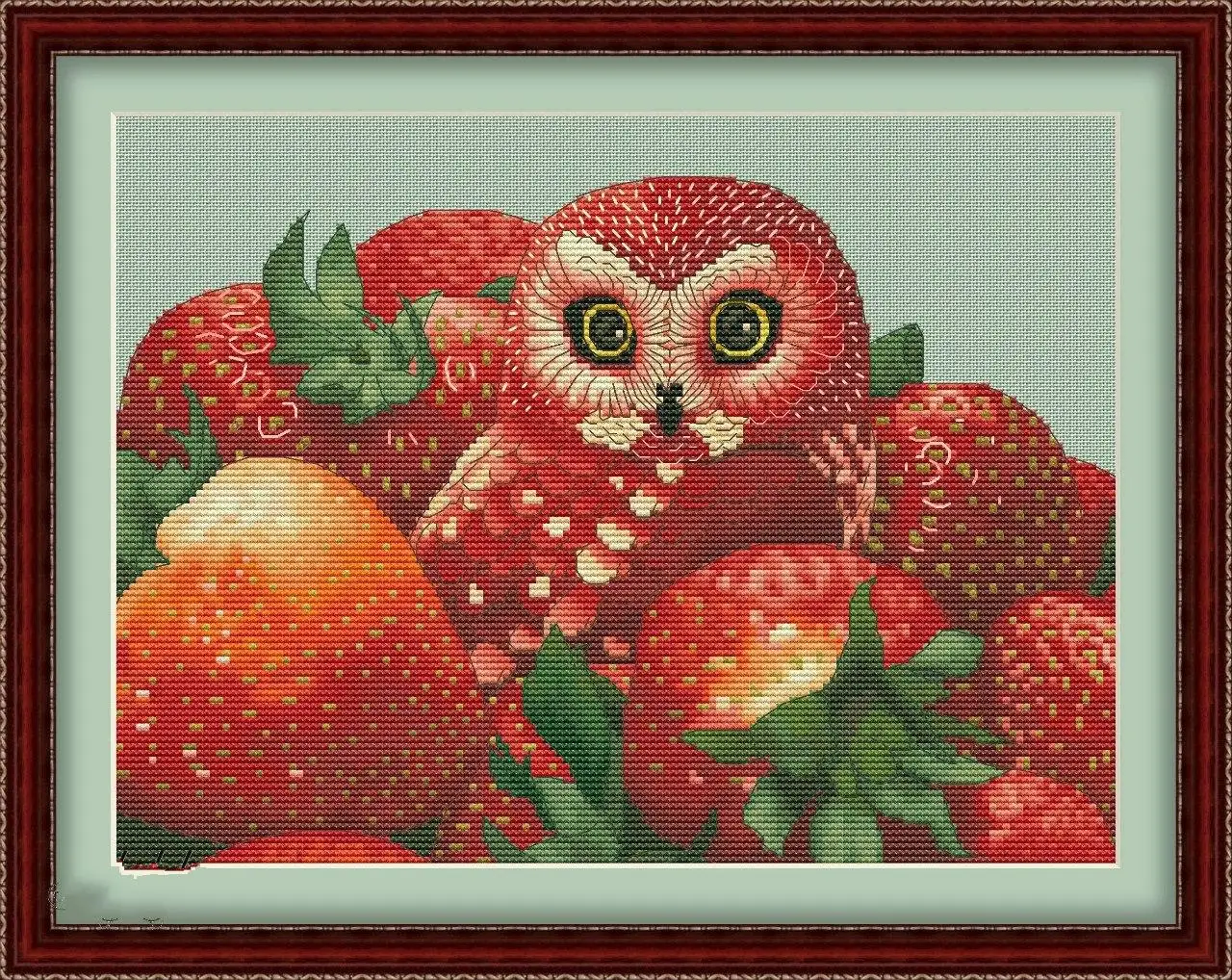 

Strawberry Owl Embroidery Cross Stitch Kits, Cotton Canvas Craft, DIY Needlework, High-Quality, 37-29