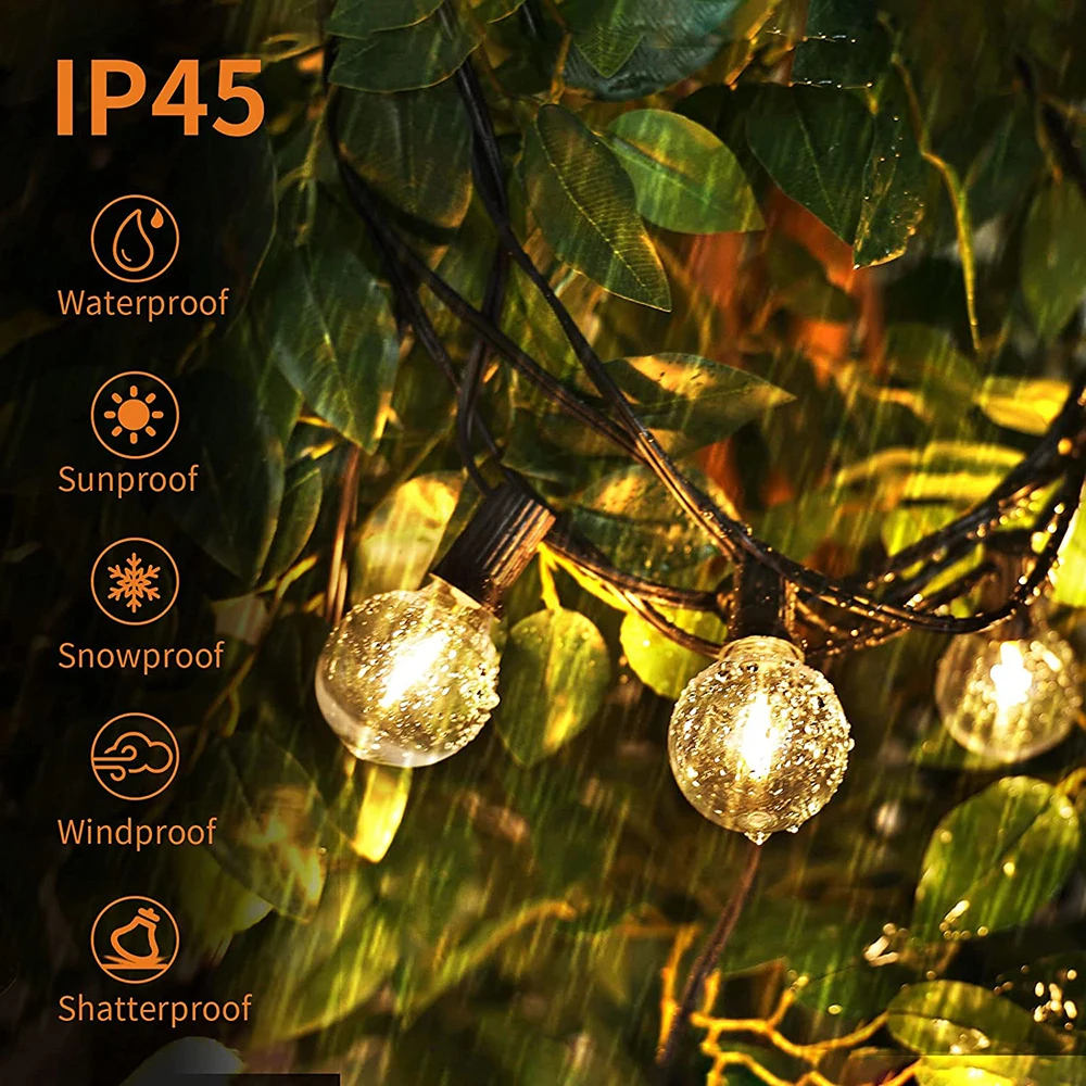 Pаспродажа Уличная гирлянда G40, садовый уличный шнурок с ламсветильник Ками длиной 50 футов, свадебное украшение, рождественское освещение для кемпинга