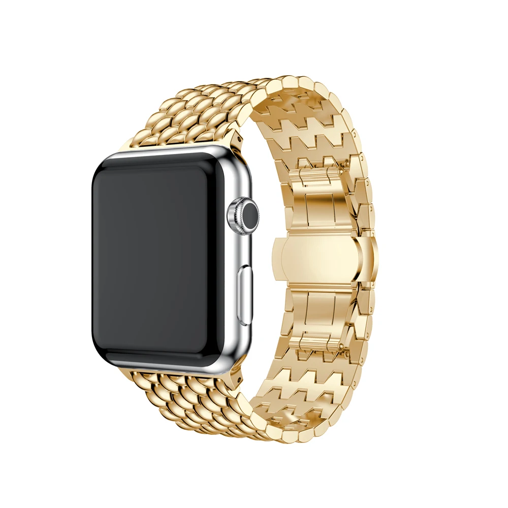 Strap For Apple Watch 45mm 41mm 44mm 40mm 42mm/38mm Stainless Steel Butterfly buckle iwatch 7 6 5 4/3/2/1 band  wrist bracelet