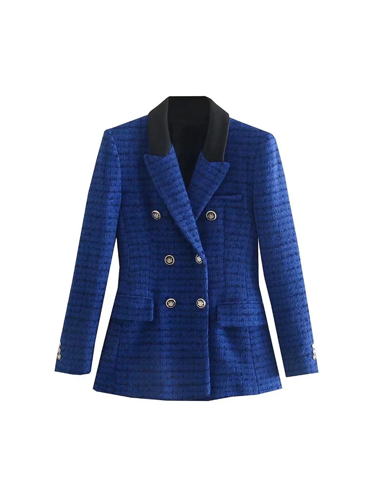 

BM&MD&ZA 2128242 Women 2022 New Fashion imitation leather stitching textures recreational Blazer Coat Female Outerwear 2128/242