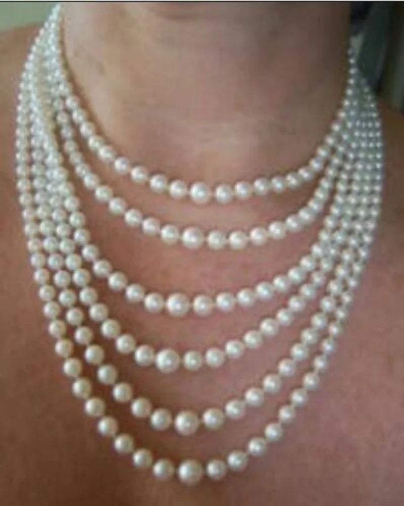 

100 inch long AAA 8-9mm round authentic AKOYA white pearl necklace with 14K gold buckle