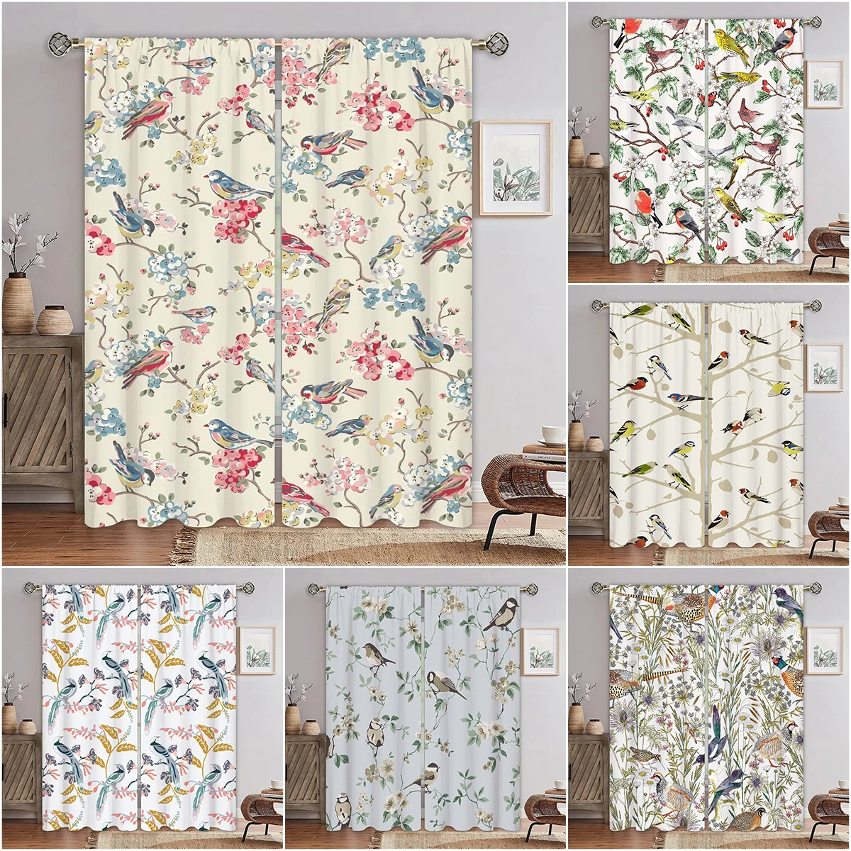 

Цветы и птицы 3D цифровая печать спальня гостиная оконные шторы 2 панели