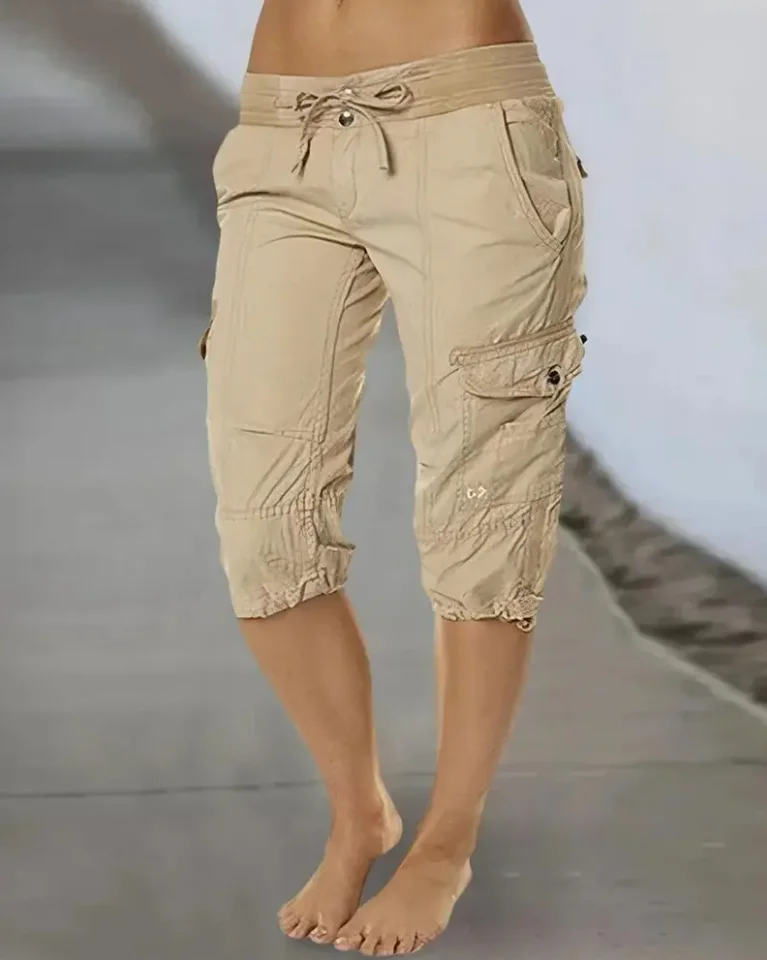 

Women's Pants Pocket Detail Drawstring Basics Casual Daily Capris Pants Fashion Slim Trousers 2023 Summer Streetwear Clothing