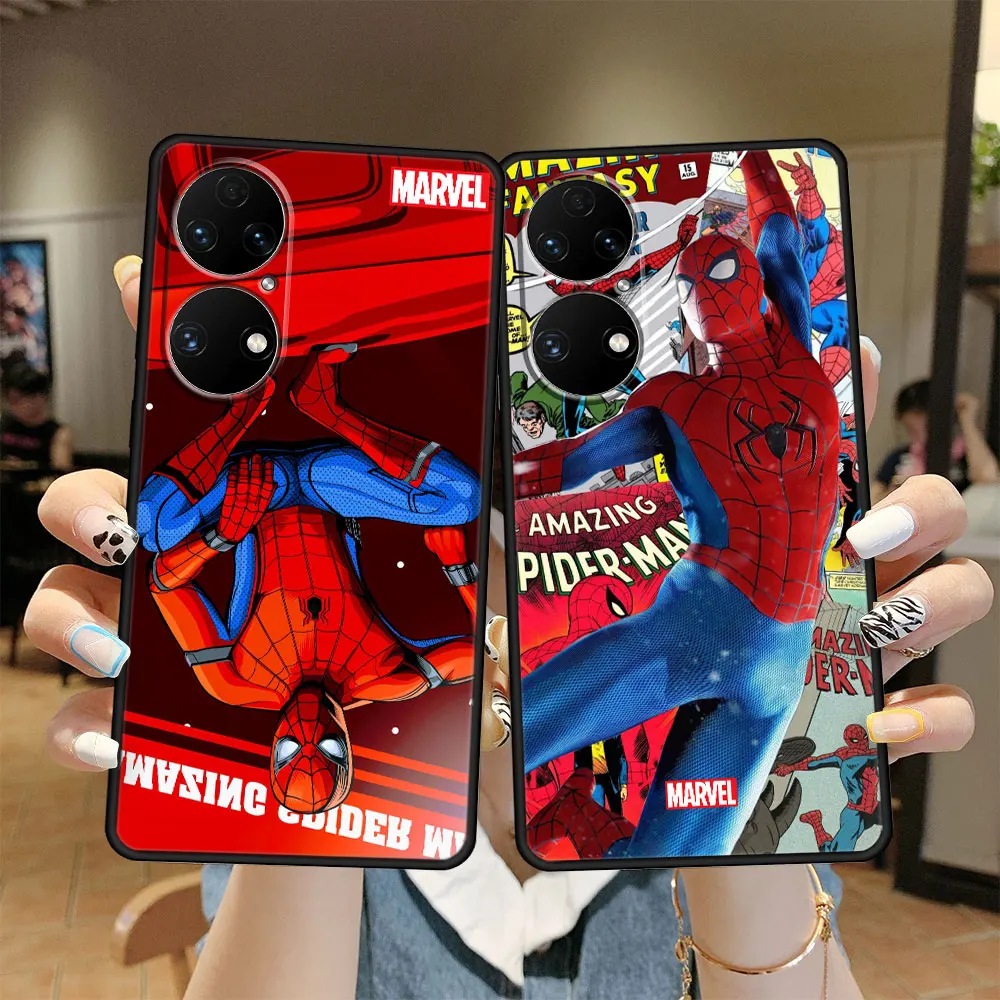 

Soft Spiderman Paper Marvel Cell Case Funda for Huawei 9 SE P40 Lite P50 P30 P20 Pro Nova 5T 2021 2019 Y9 E P50E Y7 8i Shell