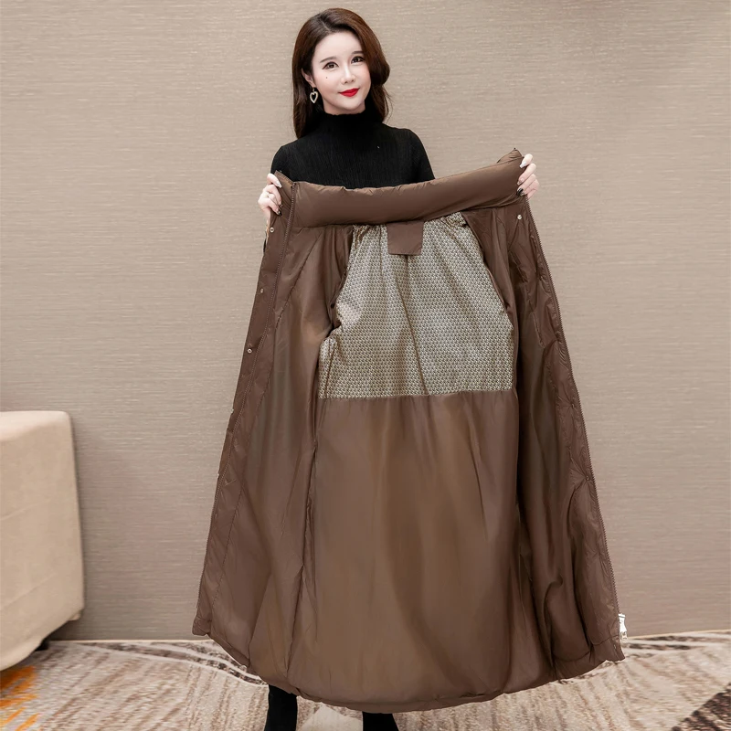 Длинное зимнее пальто женское S-3XL с капюшоном утепленная теплая одежда женская