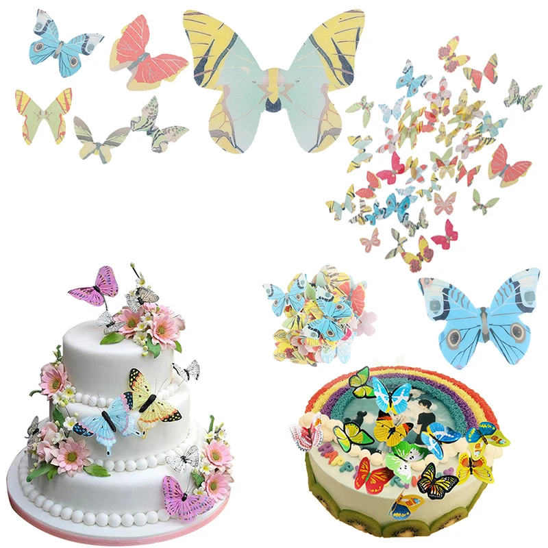 

42pcs/lot Mixed Butterfly Edible Glutinous Wafer Rice Paper Cake Cupcake Toppers For Cake Decoration Birthday Wedding Cake Tools