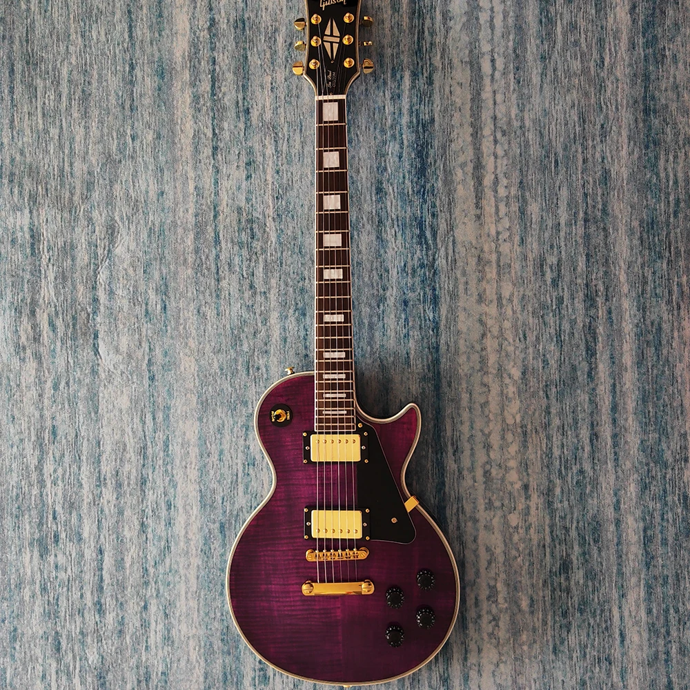 

Purple Custom LP Electric Guitar with Flame Maple Top,High Quality Pickups and Bright Paint Surface