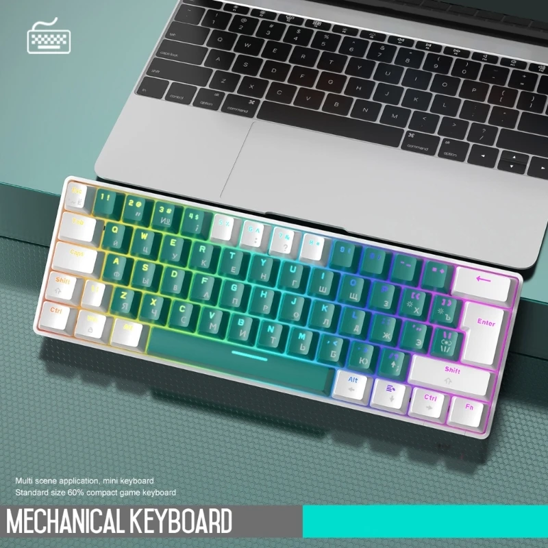 

62-Key T60 Russian Mechanical Keyboard 60% Small Game Keypad RGB Luminous