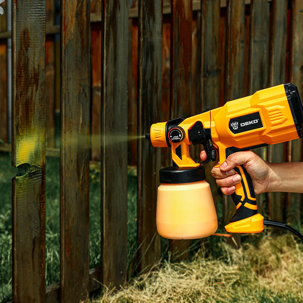EU/US Plug DEKO DKSG55K1 Spray Gun, 220V/110V 550W High Power Home Electric Paint Sprayer, 3 Nozzle Easy Spraying for Home DIY images - 6