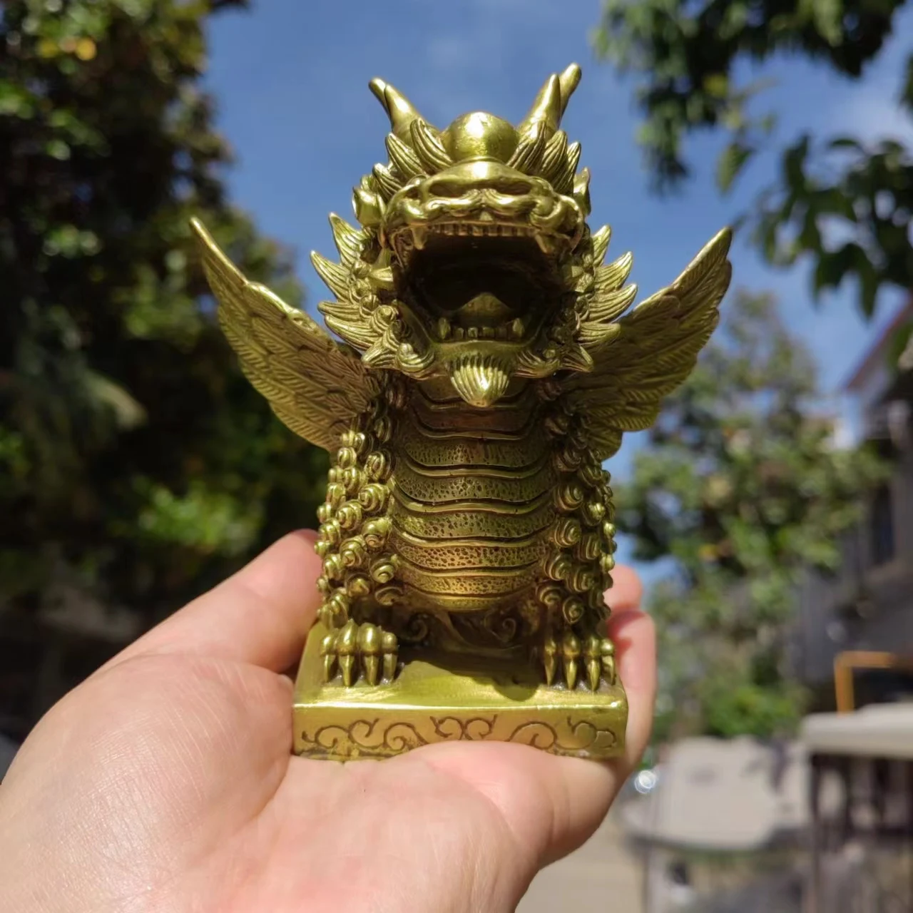 Фотостатуя фэн-шуй Декор Kirin Pi xiu медный Килин бронзовая искусственная хранитель