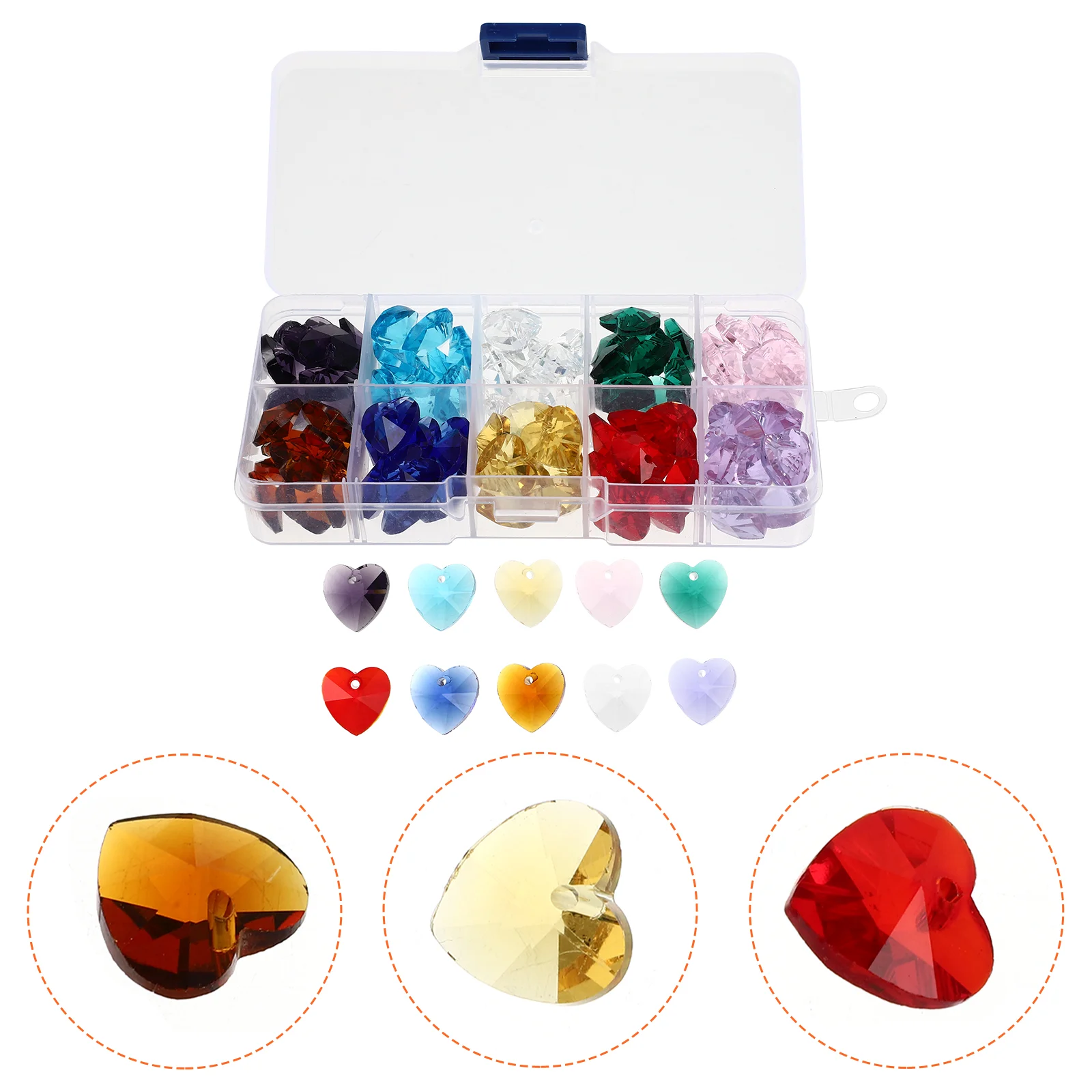 

1 Box Heart Shaped Beads Pretty Durable Pendant Glass Spacer Beads Crystal Beads