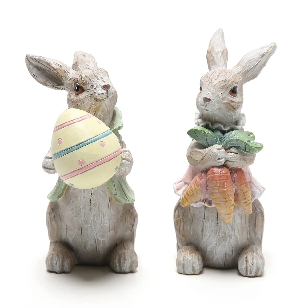 

Пасхальные украшения в виде кролика, весенний Декор для дома, фигурки кроликов (Пасхальный серый кролик 2 шт.)