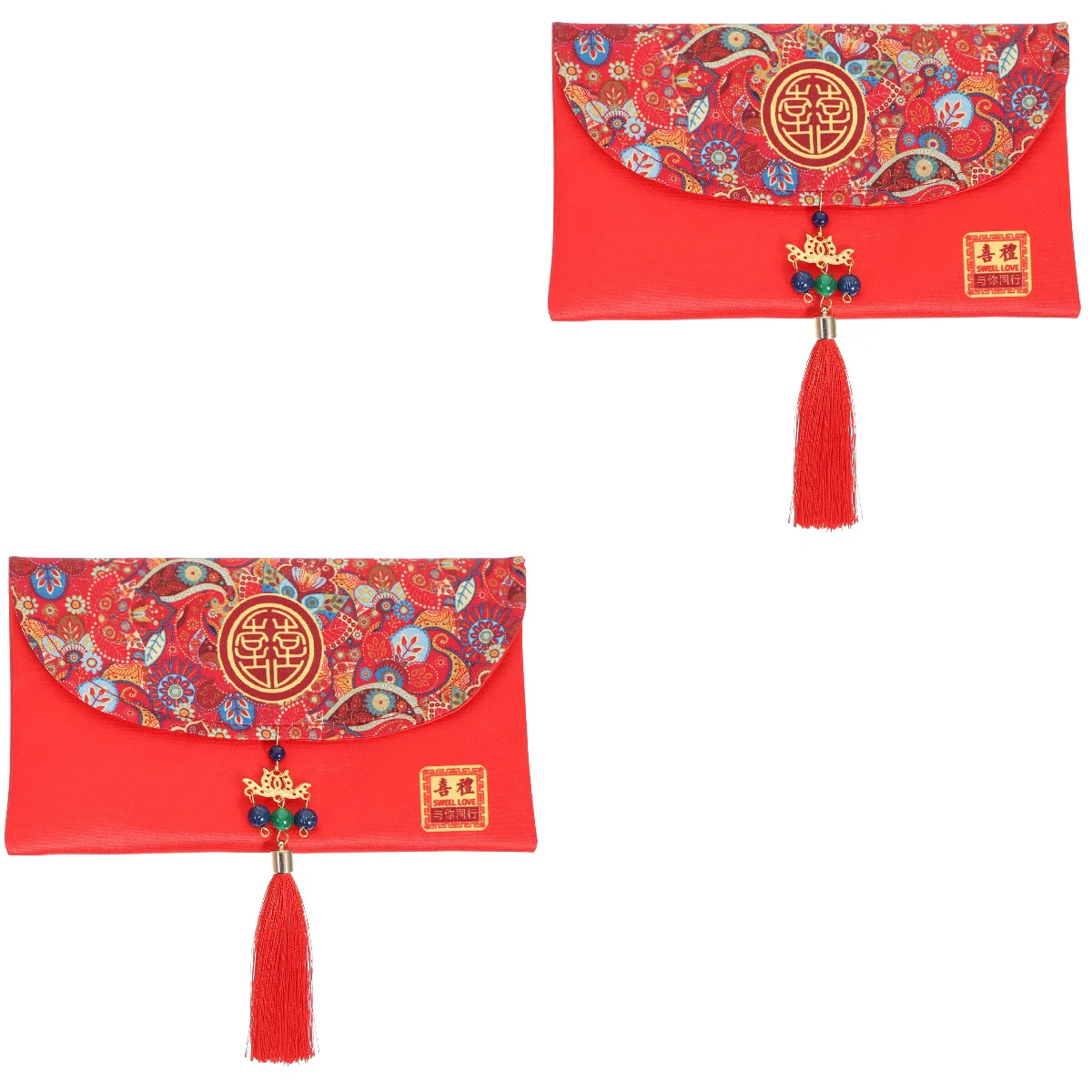 

2pcs Wedding Red Envelope Chinese Money Envelope Fabric Red Packet Jewelry Gift Bag