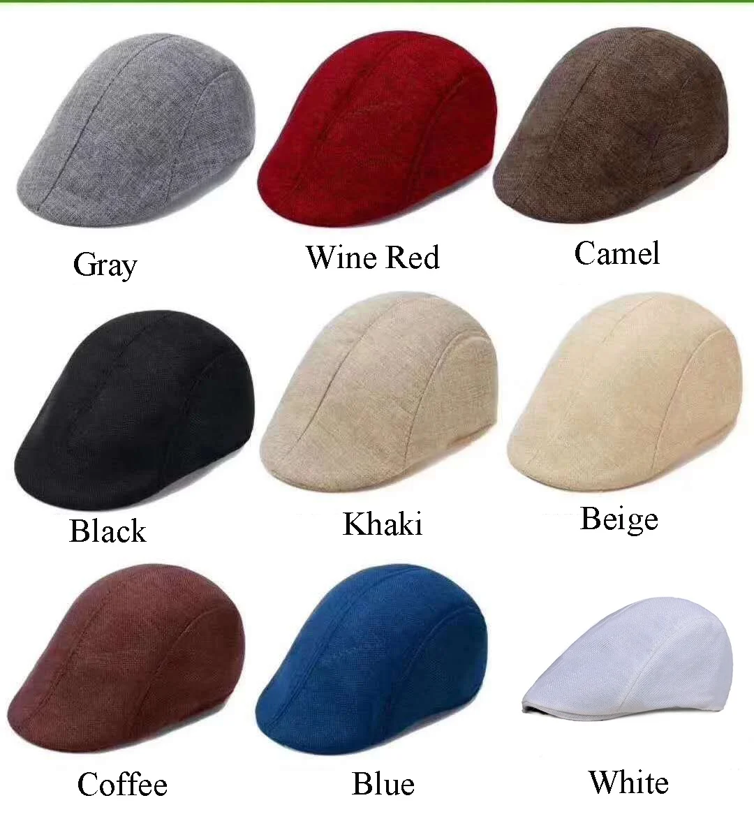 

Summer Fashion Men's Linen Gatsby Berets British Western Style Newsboy Flat Ivy Hat Driving Flat Cap