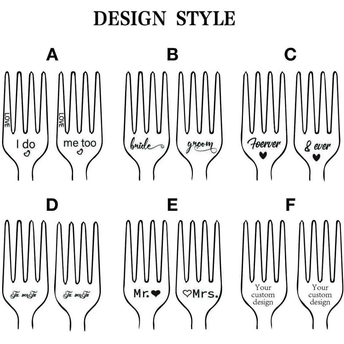 WEDDING DAY FORKS SET FOR GROOM AND BRIDE, CUSTOM ENGRAVED CUTLERY WITH DATE, MR AND MRS WEDDING CAKE KEEPSAKE,DINNER FORKS. images - 6