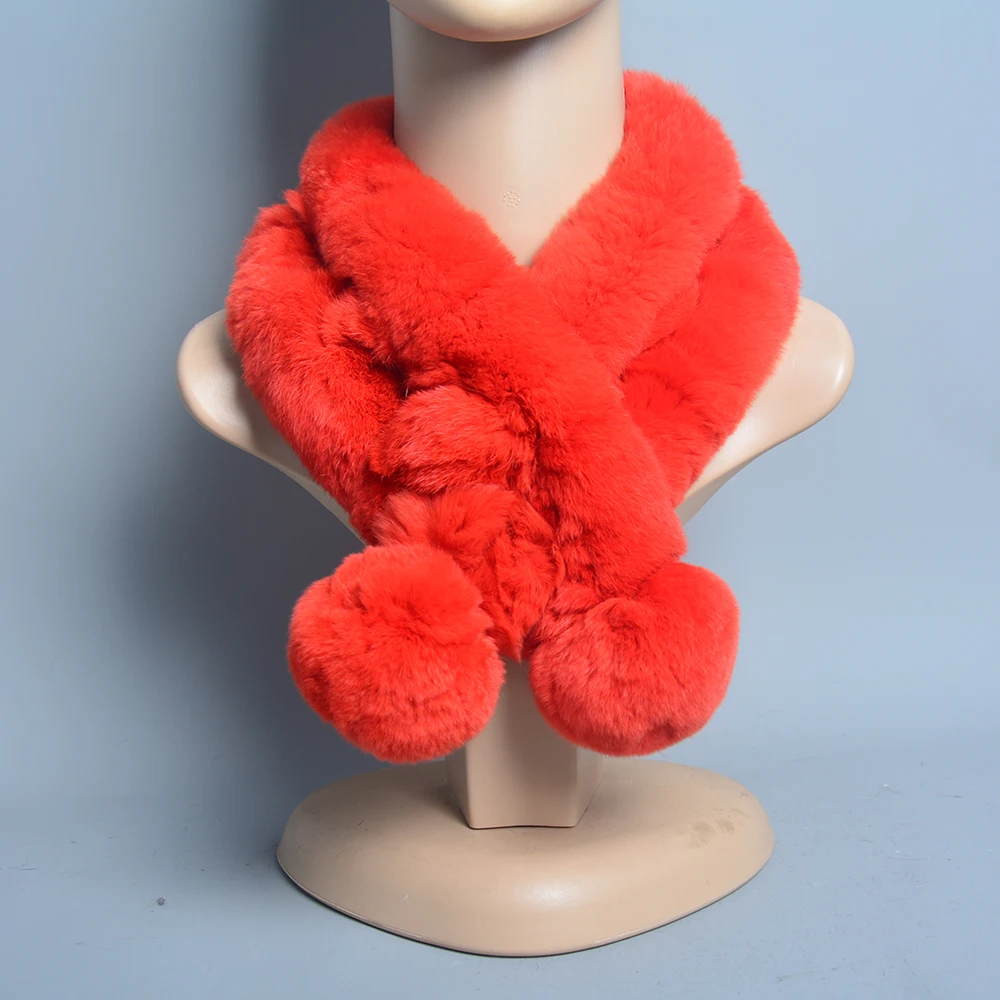 Новый русский женский вязаный шарф из натурального меха кролика рекс женские