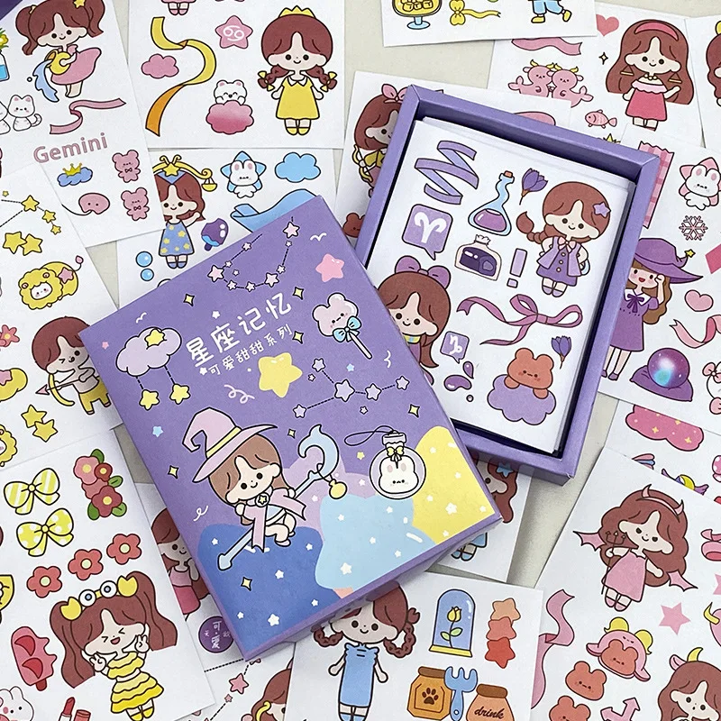 

50 pcs/boxd Kawaii Cartoon Sticker Set Cute Sweet Hand Account Diy Sticker Decorative collage Scrapbooking Junk Journal Supplies