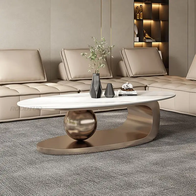 Кофейный столик в гостиную Овальный для дома устойчивый корпус из нержавеющей