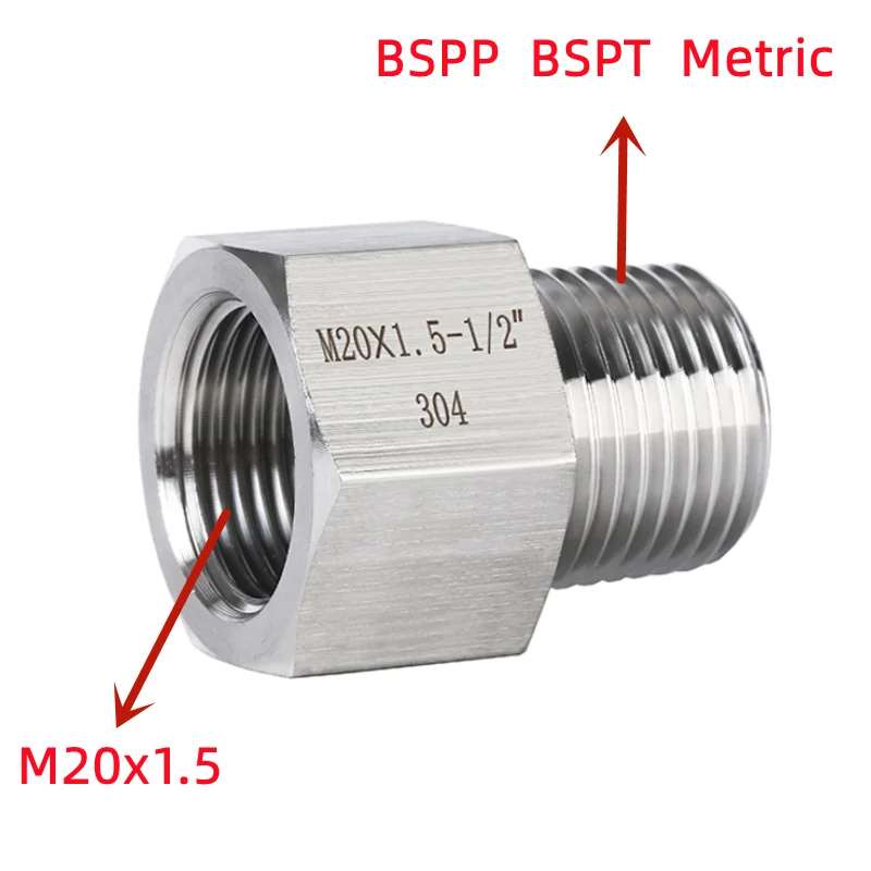 

M20x1,5 гнездо для M6 M8 M16 M20 1/8 дюйма 1/4 дюйма 3/8 дюйма 1/2 дюйма 3/4 дюйма NPT BSP Мужской соединитель фитинга для труб высокого давления из нержавеющей стали 304