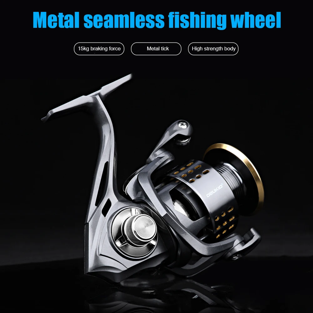 

Spinning Fishing Reels Max Drag 15KG Gear Ratio 5.2:1 Metal Stainless Steel Reel For Fishing Tackle 3+1 Spinning Fishing Reel