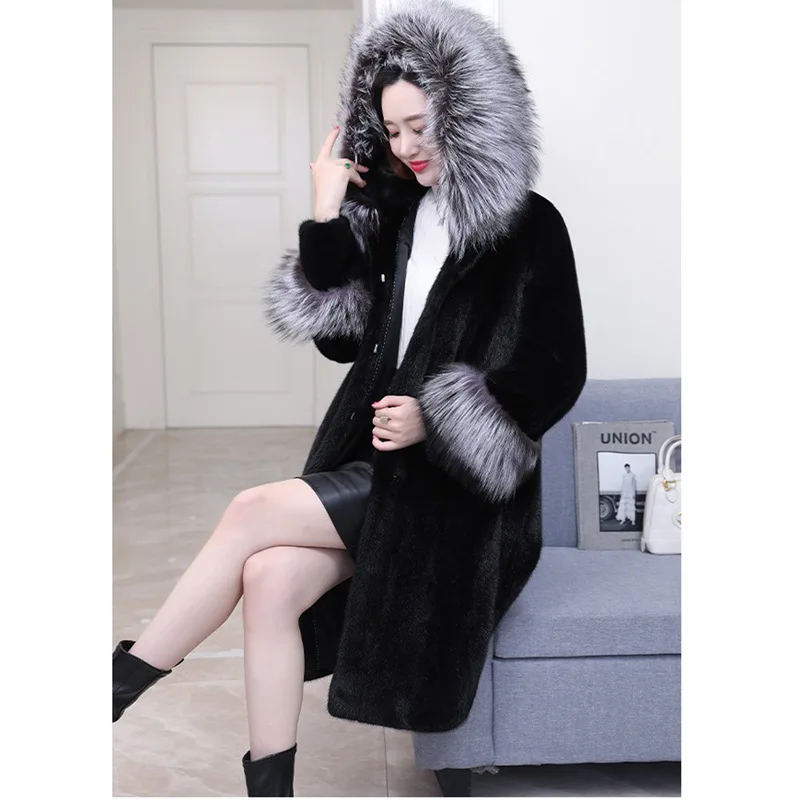 Genuine Luxury Winter Women's Coat Women's Winter Fur Mink Fur Thick Winter High Street Other Slim Real Fur Woman Coat