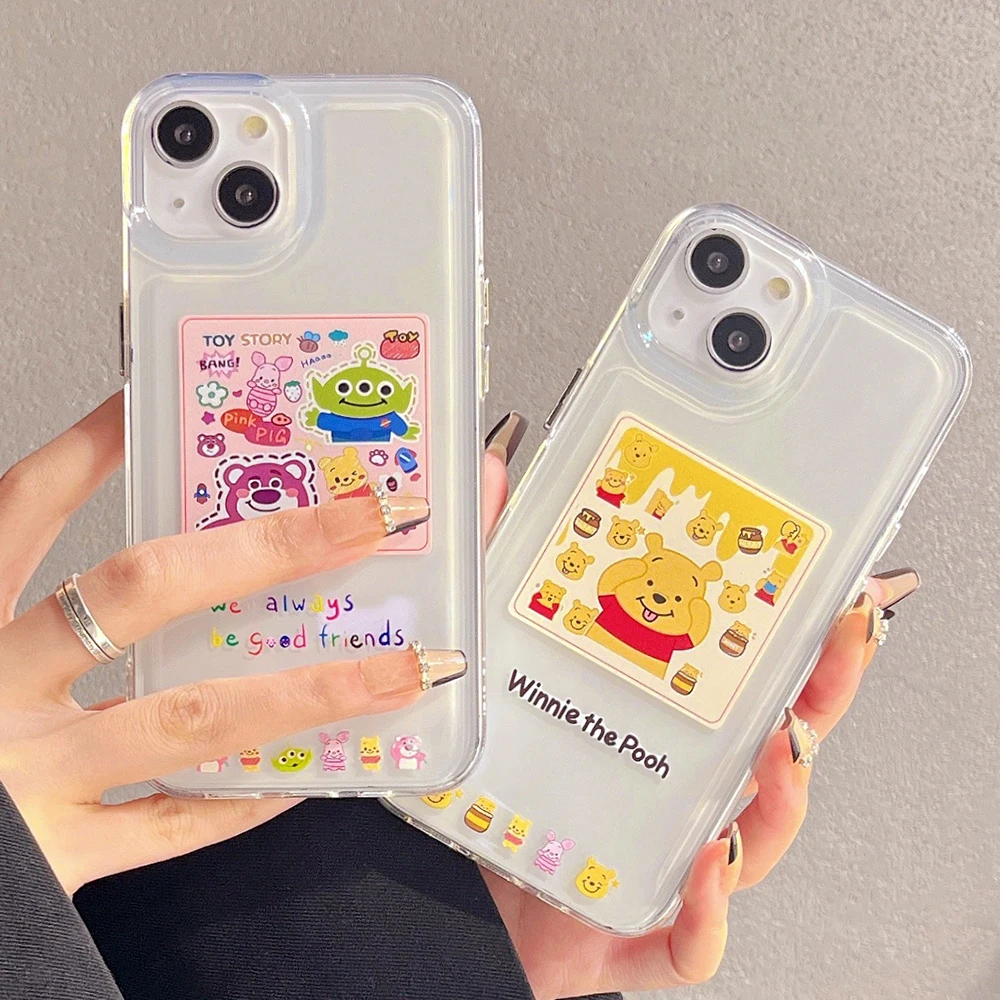 

Disney Winnie the Pooh Cute Cartoon Phone Cases For iPhone 13 12 11 Pro Max XR XS MAX X Couple Anti-drop Soft TPU Cover Gift