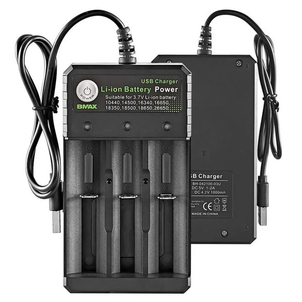 

Portable 3 Slot Charged Independently USB 18650/16650/21700/10440 Lithium Batteries Power Charger With LED Indication