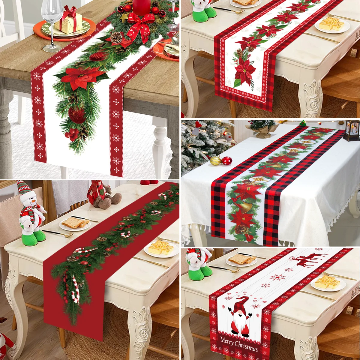 7Christmas Tree Pine Needles Safflower Table Runner Wedding Decor Table Cover Christmas Decoration Holiday Party Tablecloth