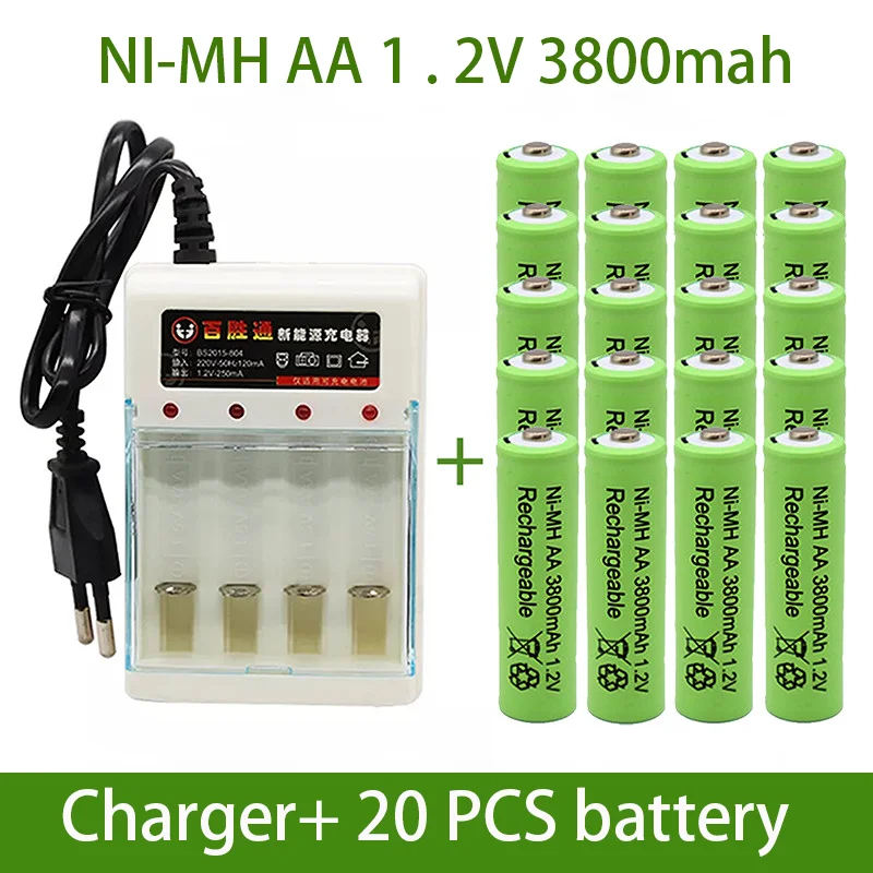 

1.2V 3800mAh Ni-MH Rechargeable AA Battery, for Toy Remote Control,alarm Clock, Mouse, Calculator + Charger