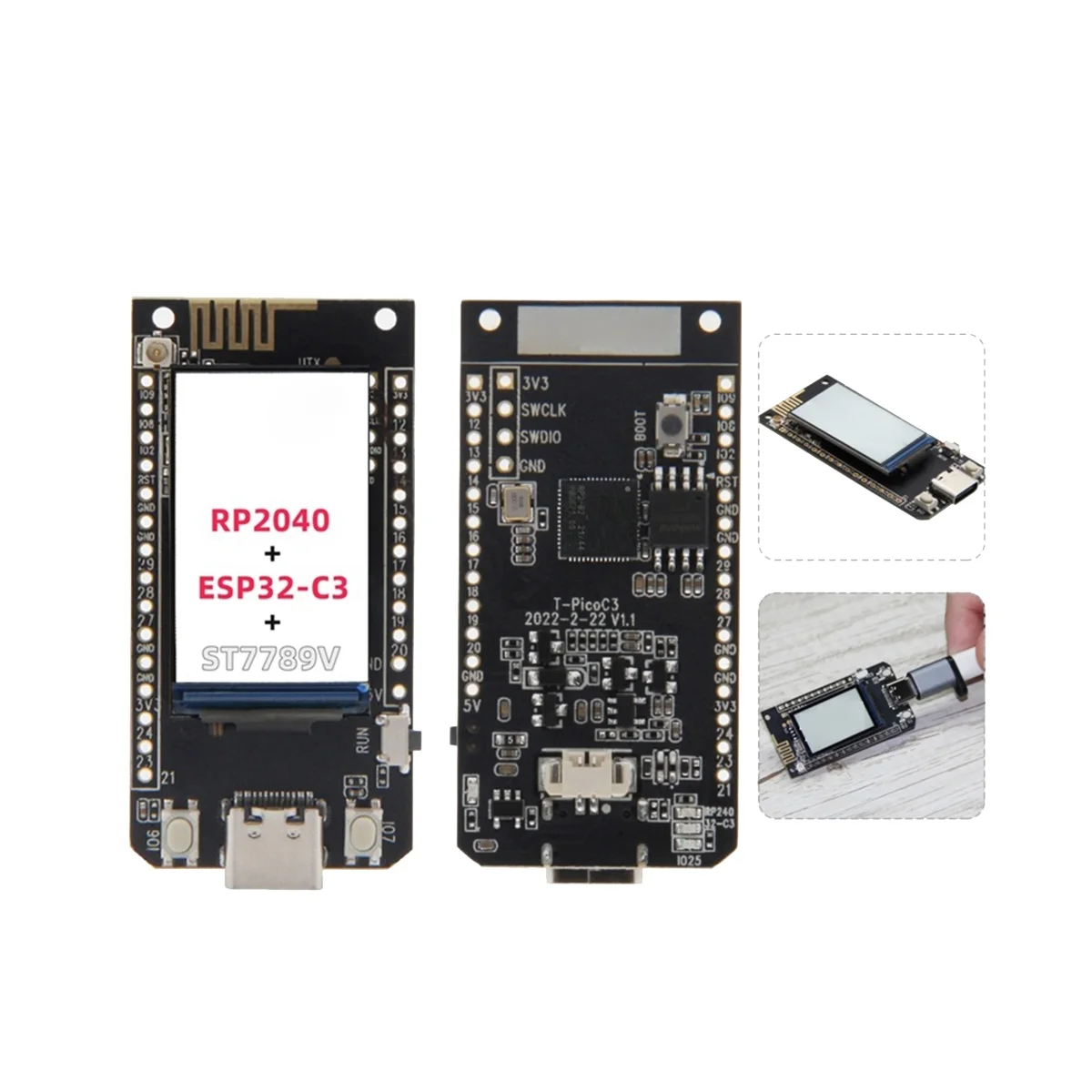 

Для LilyGO T-PicoC3 плата разработки + телефон с 4,7-дюймовым ЖК-экраном Dual MCU RP2040 ESP32-C3 WiFi + BT4.2 Беспроводной Wi-Fi модуль