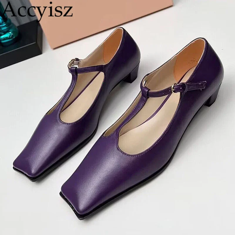 

Туфли женские демисезонные из натуральной кожи, на низком каблуке, с квадратным носком