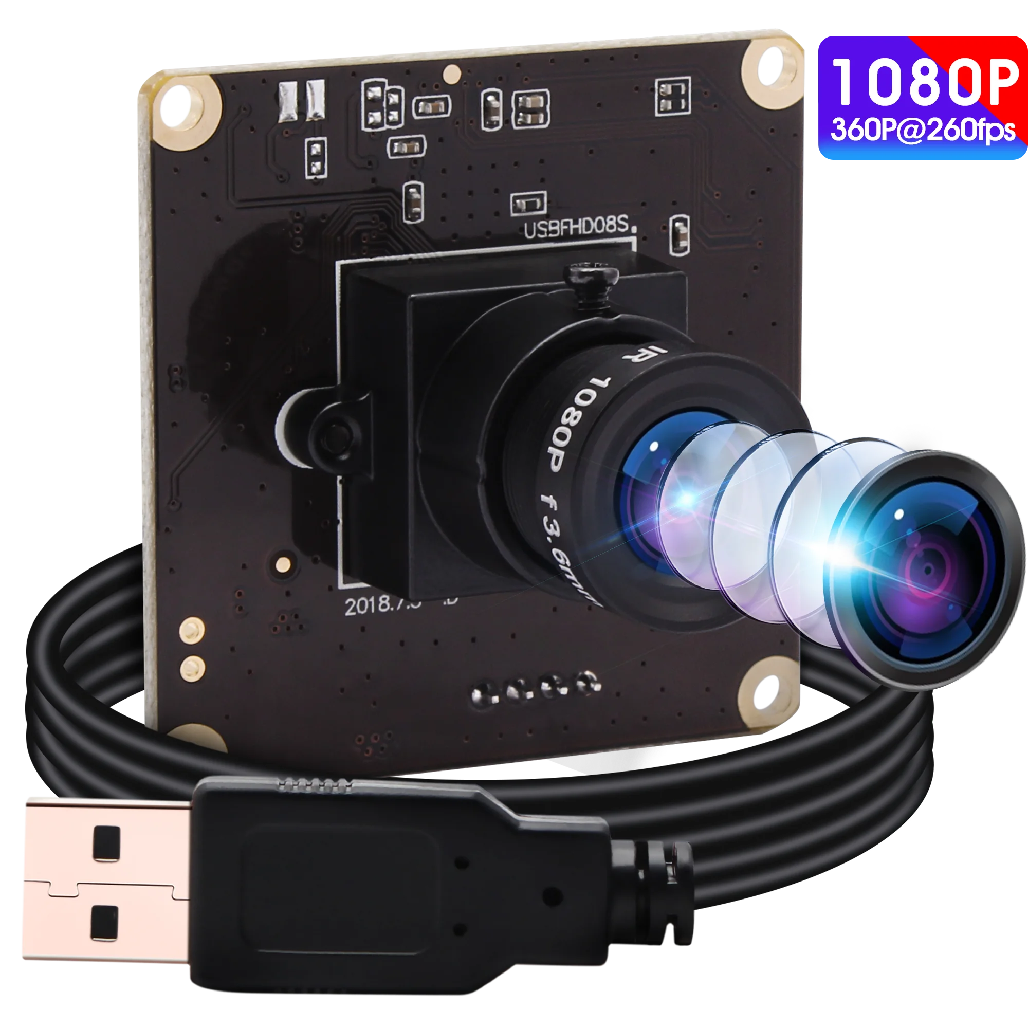 

1080P 60fps/720P 120fps /360P 260fps High speed CMOS OV4689 Mini USB 2.0 Camera Module for Document scanning