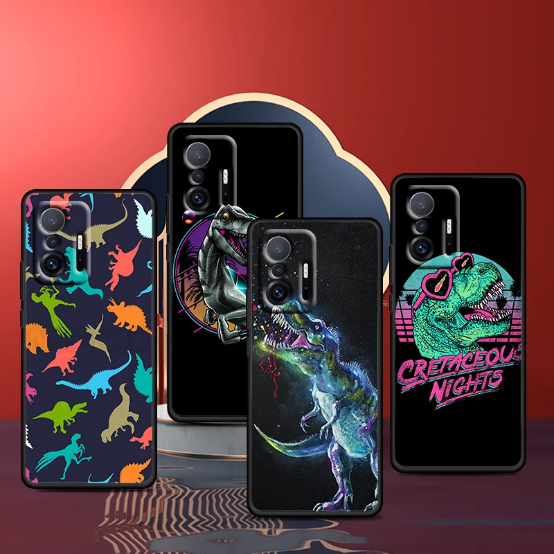 

Fashion Funny Cartoon Cute Dinosaur for Xiaomi 11 11T 10T Note 10 Mi 9T Ultra Pro Lite 5G Funda Silicone Black Phone Case Coque