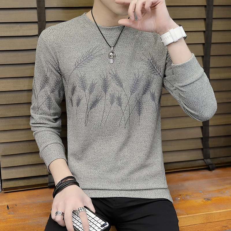 2023 Autumn and Winter New Men's Sweater Sweater Men's Spring and Autumn Thin Section Long Sleeve Trend Personality Base Knittin