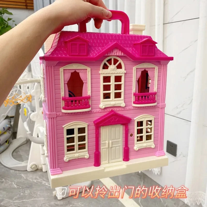 

room toy set Play House Miniature Dollhouses gift toys villa family princess house room toy suit set with light Furniture
