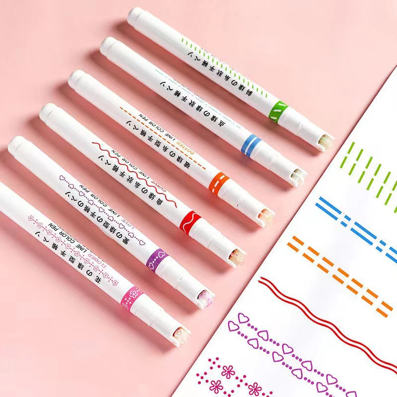 

3PCS/set Line Shaped Highlighter Pens Multi Colorful Roller Tip Curve Liner Marker Highlighter Novelty Planner Stationery School