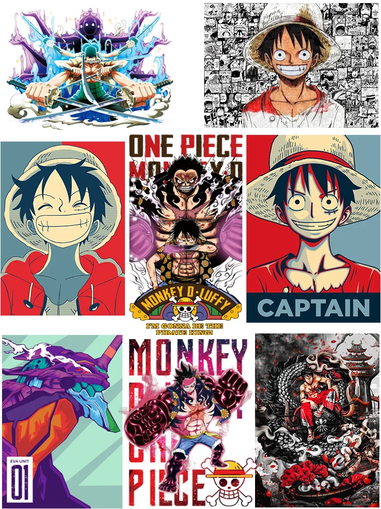 

Нашивки для одежды Monkey D Luffy, аниме цельные термонаклейки для детей, полосатые аппликации