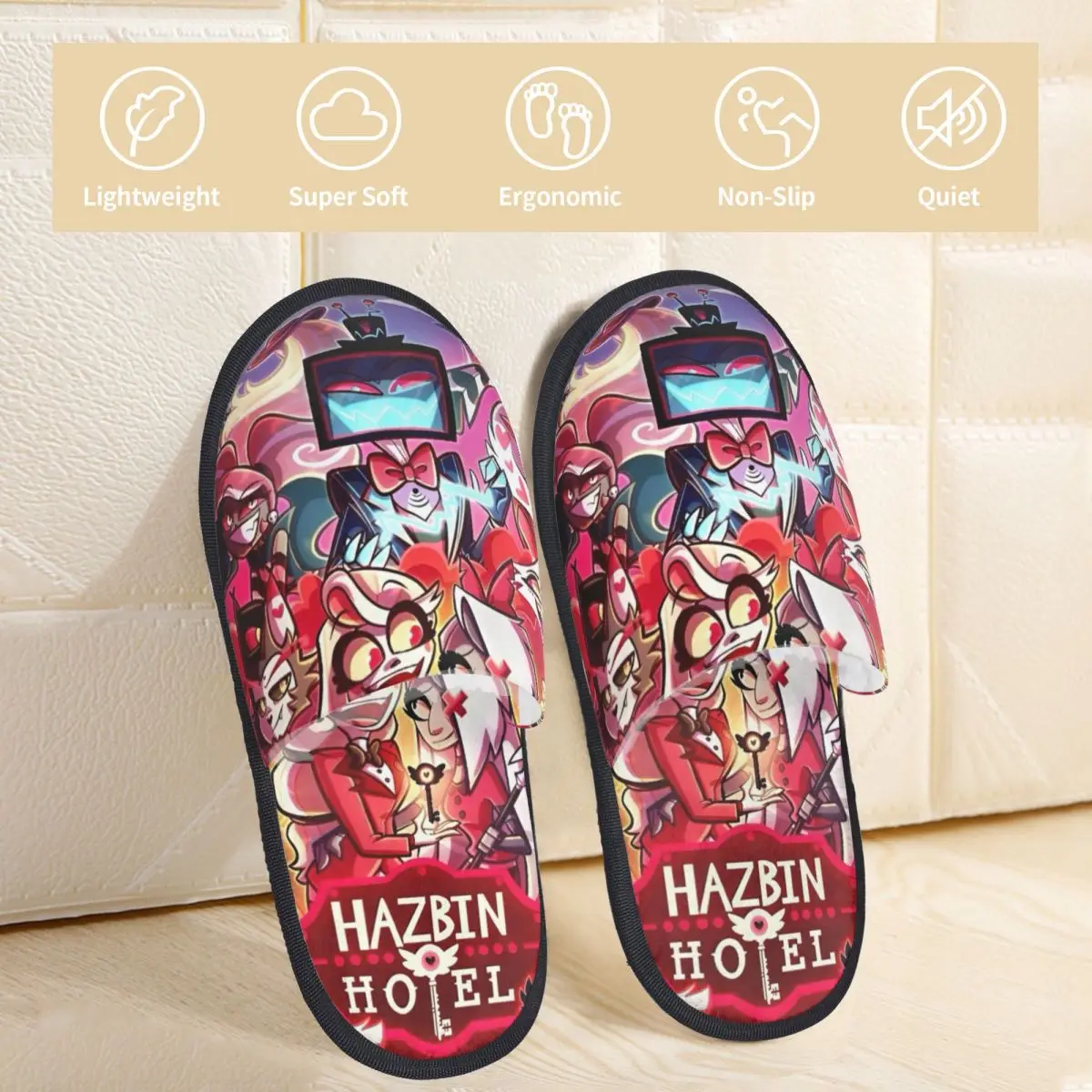 Зимние тапочки Музыкальная комедия H-HazbinHotels Merch Бытовые меховые шлепанцы
