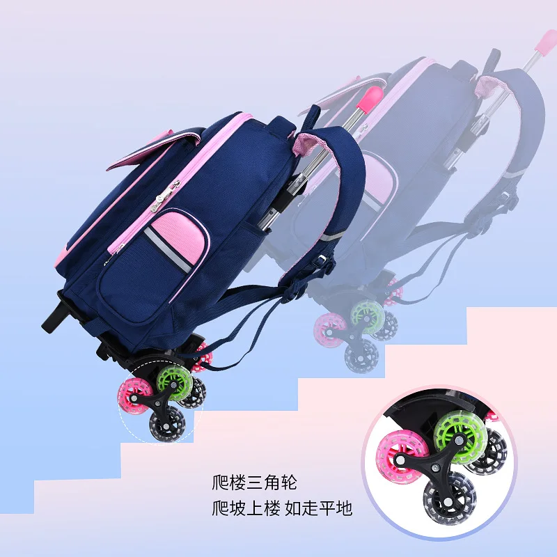 Removable Kids school wheels bags girls Trolley Schoolbag Luggage Book Bag Backpack Latest Children School Bags With 2/6 Wheels