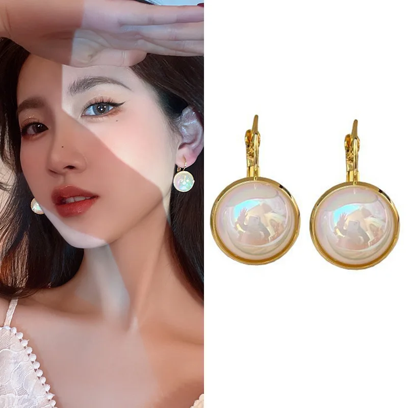 

S3097 Fashion Jewelry Colorful Mermaid Hime Faux Pearl Earring Niche Design Hoop Ear Clip Earrings