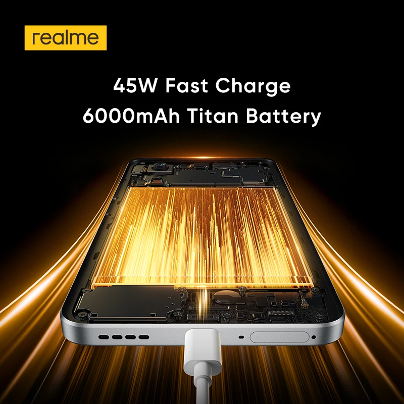 Фото [Новинка 2022 года] Смартфон Realme 14 5G Snapdragon ®   Чипсет 6, поколения 4, AMOLED-дисплей, 120 Гц, аккумулятор 6000 мАч, зарядка 45 Вт, NFC (бесплатный чехол)) №2