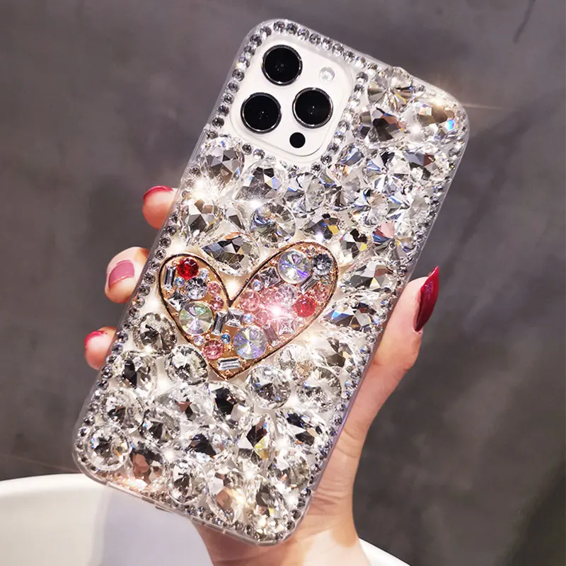 Crystal Diamond Phone Case For Samsung A72 A71 A52 A51 A42 A32 A91 A81 A70 A50 A41 A30 Jewelled Rhinestone Transparent Cover