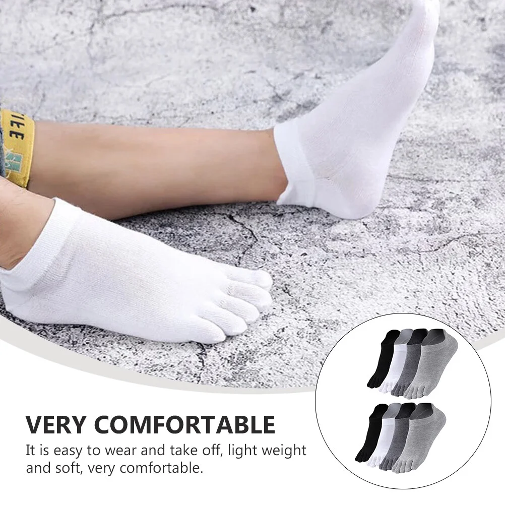 4 Pairs Low Cut Socks Skin-friendly Mens Toe Cotton Simple Five-toed Man Sports