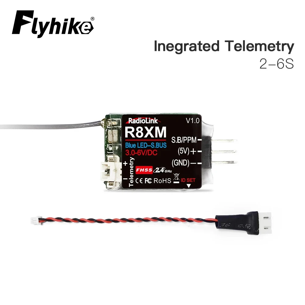 

Radiolink 8 Channels Mini Receiver R8XM 2.4GHz Integrated Telemetry Vehicle Voltage 4000 Meters Control & Telemetry Distance