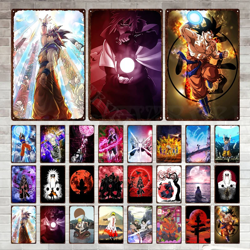 

Наруто и Драконий жемчуг металлические пластины винтажные металлические жестяные знаки Наруто железная табличка пластины постеры для дом...