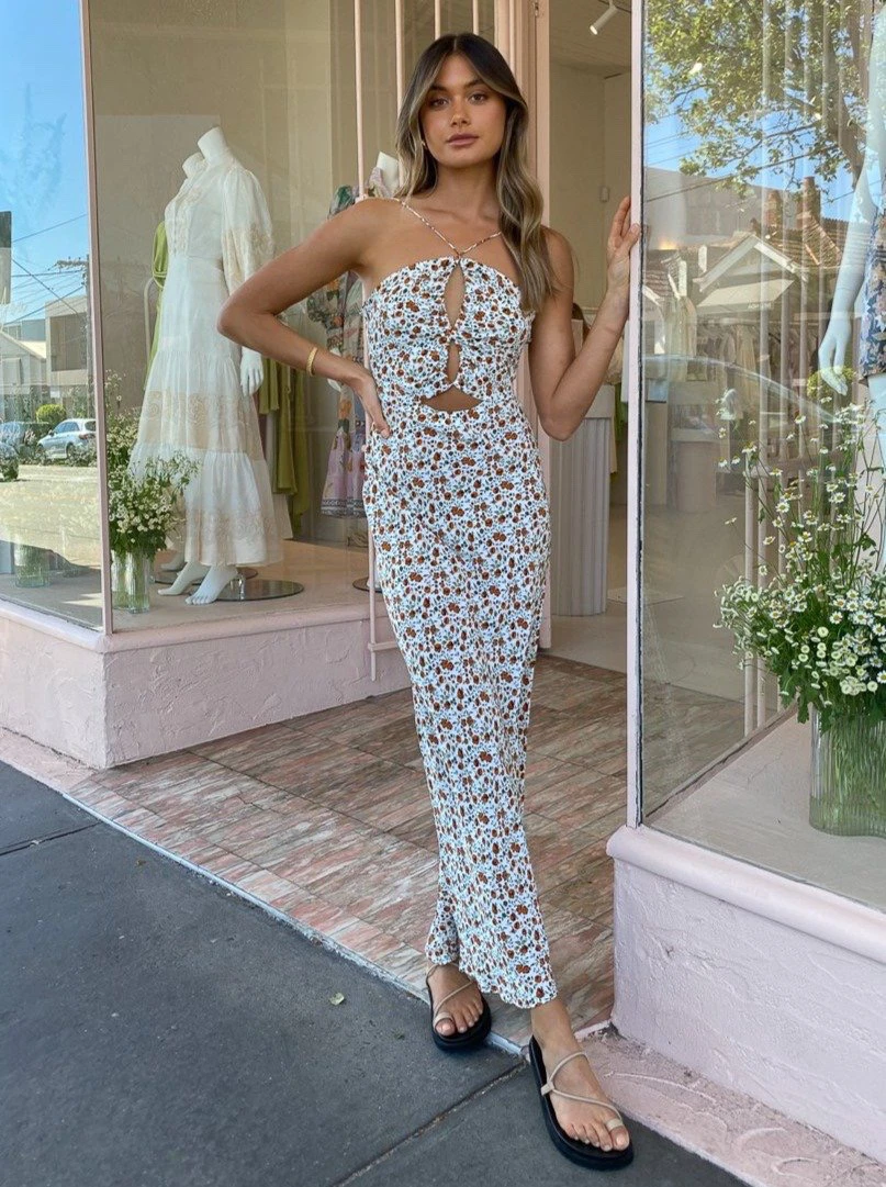 

100% Silk Women Floral Print midi Dress Sexy Backless fashion lady Strapless Long Dress