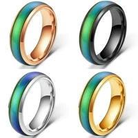 creative color changeable stainless steel ring temperature emotion feeling mood rings for men women couples lovers party gift