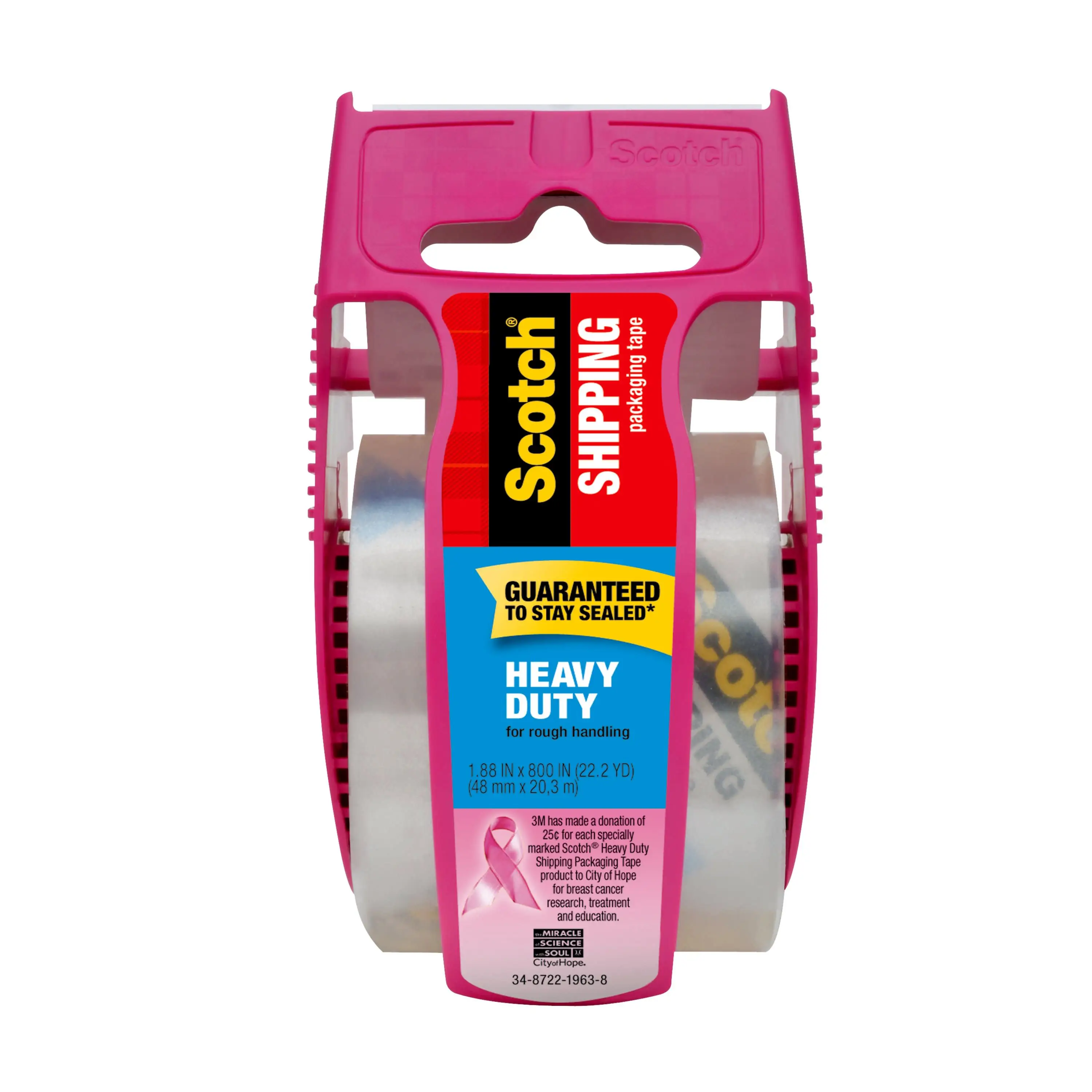 

Heavy Duty Packaging Tape, Clear,1.88" x 800", 1 Pink Dispenser