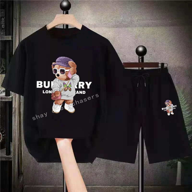 Summer Men And Women's Universal Sportswear Luxury Street Wear Shirt Shorts Set Brand Bear T-shirt Short Suit Oversized Clothing