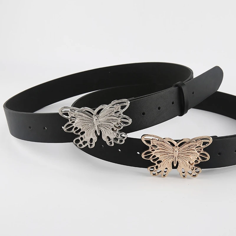 

Fashion PU leather Waist Belts For Women Fairy Butterfly Buckle Wide Jeans Belt Chic Luxury Waistbands Vintage Waist Strap
